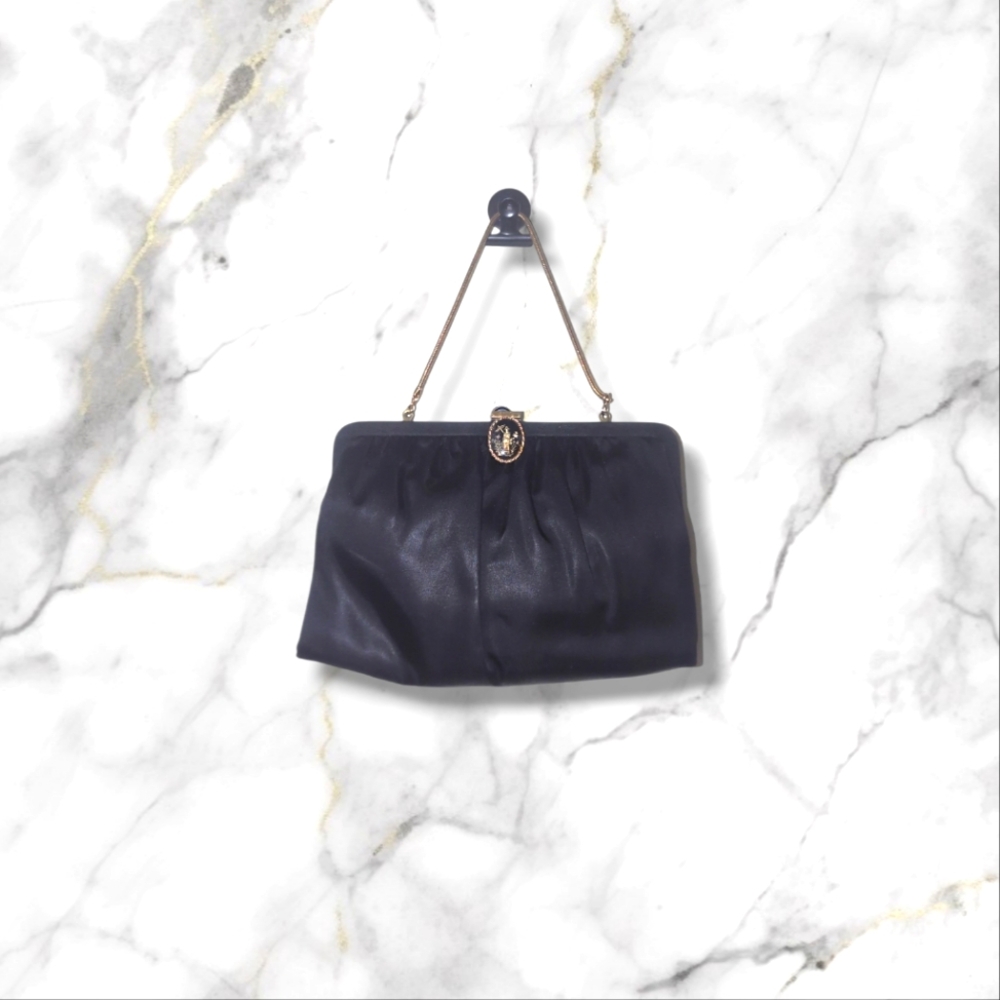 Vintage | 60s Black top Handle Evening Bag by Ande